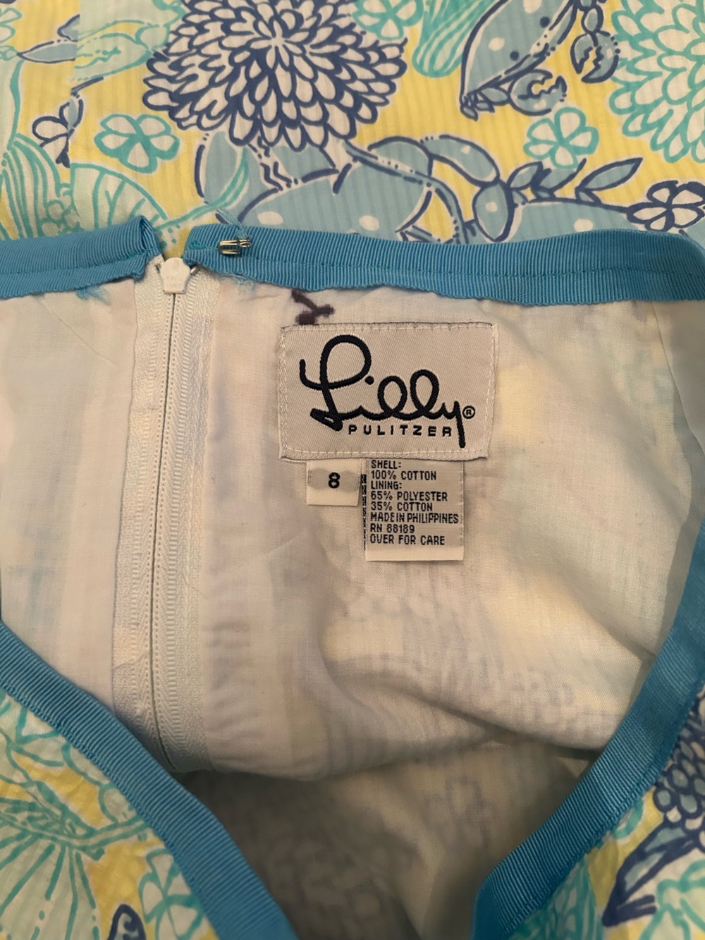 Lilly Pulitzer - Seafood Salad Lobster Print Skirt - Blue & Yellow - Size: 8 - Picture 6 of 7